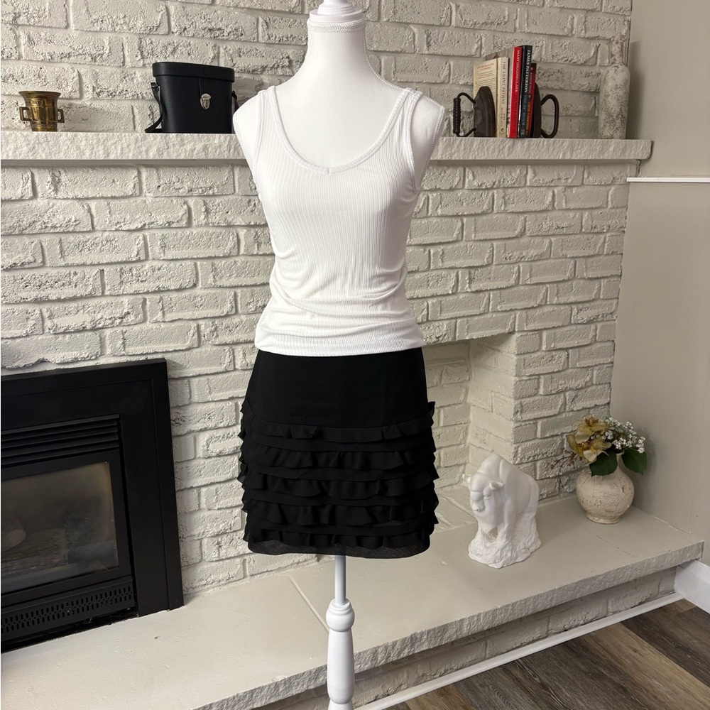 Jacob Elegant Black Layered Mini Ruffled Skirt